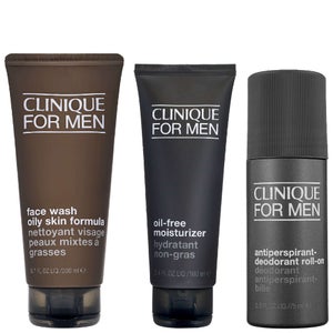 Clinique Trio: Mens Face Wash 200ml / 6.7 fl.oz., Oil-Free Moisturizer 100ml / 3.4 fl.oz. & Deodorant 75ml / 2.5 fl.oz