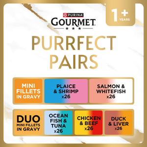 GOURMET Perle Purrr-fect Pairs Pre-Mixed Bundle Adult Wet Cat Food 130x85g