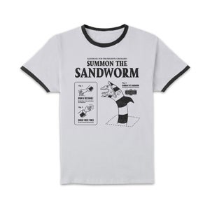 Beetlejuice Sandoworm Instructional Unisex Ringer T-Shirt - White/Black