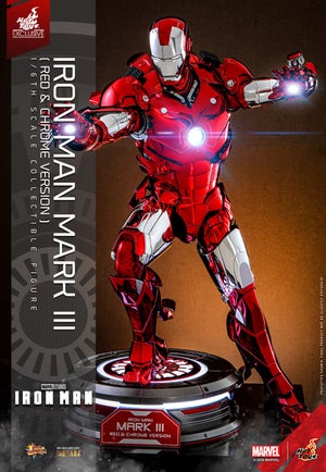 Hot Toys 1/6th Scale Iron Man Mark III (Red & Chrome Version) Limited Edition Statue
