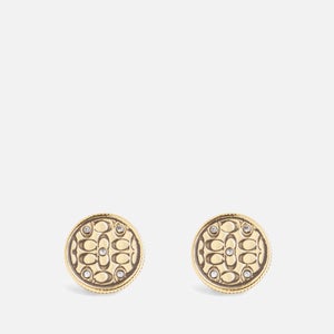 Coach Signature Quilted Coin Stud Earrings