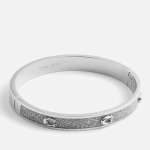 Coach Signature C Glitter Silver-Tone Bangle Bracelet