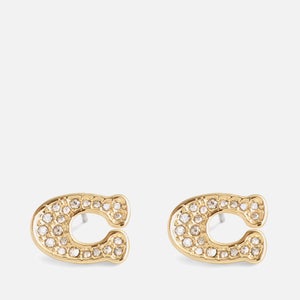 Coach Signature Pavé C Gold-Tone Stud Earrings