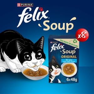 Felix Soup Fish Selection with Plaice, Tuna & Cod Adult Wet Cat Food 60x48g