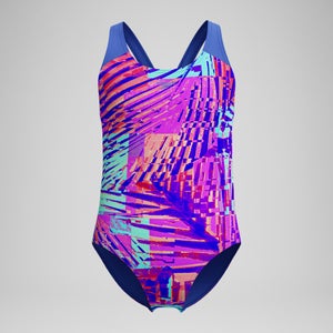Maillot de bain Fille Spashback imprimé numérique rose/bleu