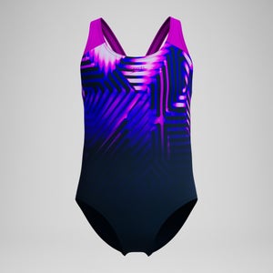 Maillot de bain Fille Digital Placement Splashback bleu marine/rose