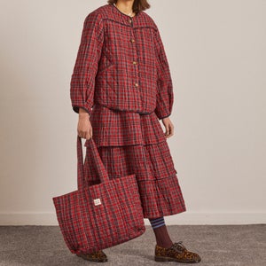 Damson Madder Checked Cotton Reversible Tote Bag