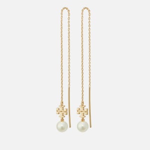 Tory Burch Kira Pearl Threader 18k Gold-Plated Earrings