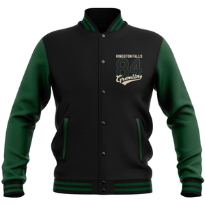 Gremlins  Stripe Collegiate Varsity Jacket - Black/Green