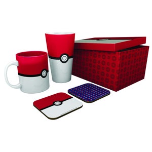 Pokémon Pokeball Mug, 400ml Glass & 2 Coasters Collectable Gift Box