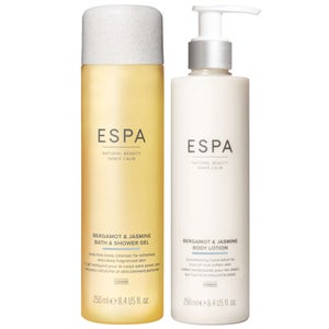 ESPA Duo: Bergamot & Jasmine Bath & Shower Gel 250ml & Body Lotion 250ml