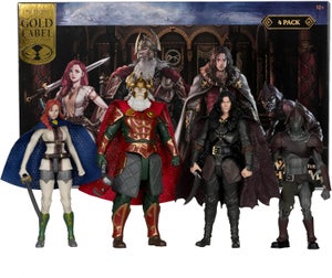 MCFARLANE LORD OF THE RINGS ROHIRRIM 4PK - HELM (BATTLE ARMOR) & HERA (NO CAPE) & SHANK & WULF (GOLD LABEL)