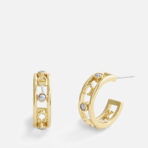 Coach Signature C Gold-Toned Open Hoop Earrings