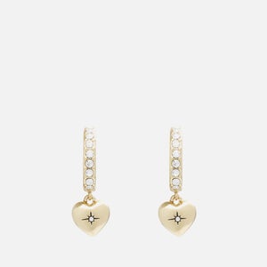 Coach Heart Pavé Gold-Tone Huggie Earrings