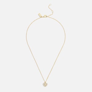 Coach Signature C Pavé Gold-Toned Heart Pendant Necklace