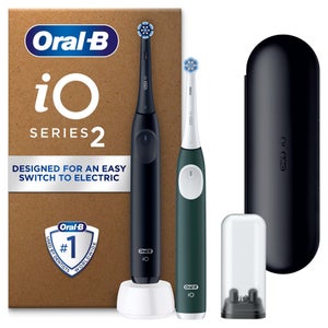 Oral-B iO2 Plus Night Black & Forest Green Electric Toothbrush Duo Pack with Travel Case