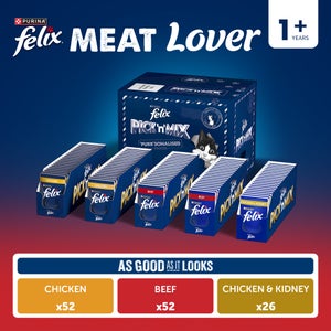 Felix Pre-Mixed Bundle Adult Wet Cat Food Meat Lover 130x85g