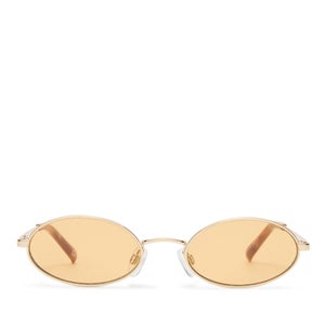 Le Specs Love Train Gold-Tone Oval-Frame Sunglasses