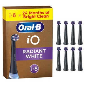 Oral-B iO Series Radiant White Black, Original Brush Heads for Teeth Whitening, 8