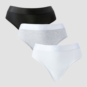 MP Women's Mid Rise Thong (5 Pack) - White/Black/Grey Marl