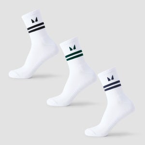 MP Stripe Retro Crew Sock (3 Pack) - Black/Dark Emerald/Dark Saphire