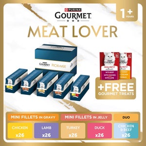 GOURMET Perle Meat Lover Pre-Mixed Bundle Adult Wet Cat Food 130x85g + 2 Side Dishes