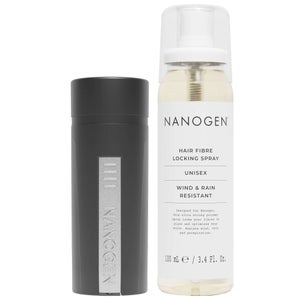 Nanogen Duo: Keratin Hair Fibres 2 Month Medium Brown 30g & Hair Fibre Locking Spray 100ml