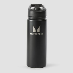 Myprotein Recycled Metal Flip Straw Bottle 500ml - Black
