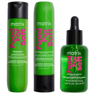 Matrix Trio: Food for Soft Hydrating Shampoo 300ml, Conditioner and Hair Oil with Avocado Oil and Hyaluronic Acid