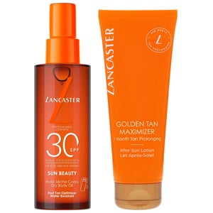 Lancaster Duo: Satin Dry Oil Fast Tan Optimizer for Body SPF30 150ml & Golden Tan Maximizer 125ml