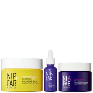 Nip + Fab Trio: Retinol Fix Overnight Cream 3% 50ml, Concentrate Extreme 10% 30ml & Cleansing Balm 75ml