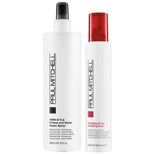 Paul Mitchell Duo: Firm Style Freeze and Shine Super Spray 500ml, Flexible Style Sculpting Foam 200ml