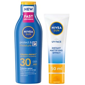 Nivea Duo: Protect & Moisture SPF30 Lotion 200ml & Sun UV Face Shine Control SPF50 Cream 50ml