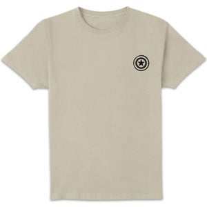 Marvel Captain America Linocut Unisex T-Shirt - White Vintage Wash