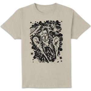 Marvel Captain Marvel Line Art Unisex T-Shirt - White Vintage Wash
