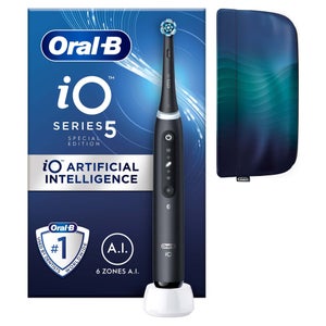 Oral-B iO 5 Black Electric Toothbrush, 1 Toothbrush Head, 1 Magnetic Pouch, Designed By Braun