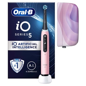 Oral-B iO 5 Pink Electric Toothbrush, 1 Toothbrush Head, 1 Magnetic Pouch, Designed By Braun