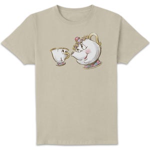 Disney Chips And Mrs Potts Facing Each Other Unisex T-Shirt - Cream