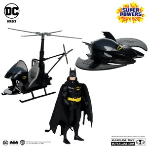 DC Direct Batman (Black Suit), The Whirly Bat & The Batwing (Black)(Gold Label)(SDCC) Super Powers Multipack