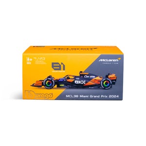 Bburago F1 Mclaren MCL38 2024 With Piastri Helmet 1:43 Scale Model