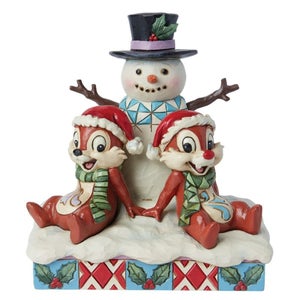 Enesco Disney Tradition Chip n Dale Snowman Figurine (13.5cm)
