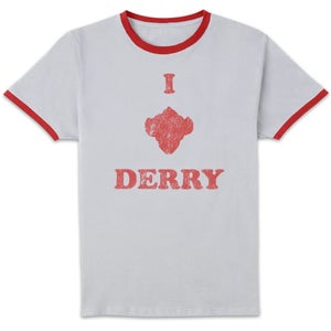 IT Chapter 2 I Heart Derry Unisex Ringer T-Shirt - White/Red