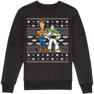 Disney Woody And Buzz Christmas Jumper Sweatshirt - Black