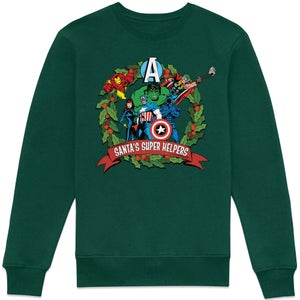 Marvel - Santas Little Helpers Christmas Jumper Sweatshirt - Green