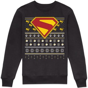 Superman Emblem Christmas Sweatshirt - Black