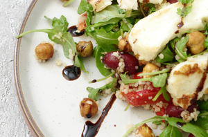 Dietitian Chef K’s Grilled Halloumi Salad with Roasted Peppers and Cous Cous