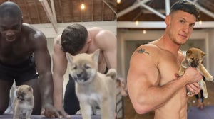 Bodybuildere prøver puppy yoga