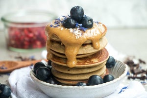 Vegan Cookie Dough Protein Pancakes | Brown Rice Protein Pancakes