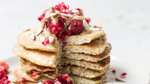 Almond Butter & Raspberry Protein Pancakes | Healthy Treat