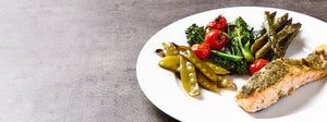One-Tray Pesto Salmon Meal Prep | Mood-Boosting Foods